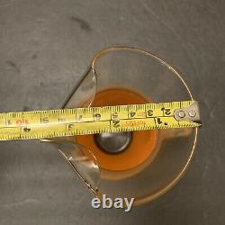 Blendo Frosted Orange With Gold Rim Pitcher & 8 Wine Glasses Vintage MCM