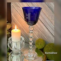 Blue Bubbles by Saint Louis Wine Glass Vintage France Blown Glass 9 5/8