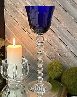 Blue Bubbles by Saint Louis Wine Glass Vintage France Blown Glass 9 5/8