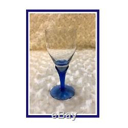 Bohemia Czech Republic Vintage Crystal WithBlue Decanter & 6 Wine/Shot Glasses