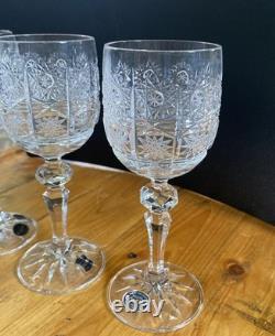 Bohemia Made in Czechoslovakia Fine Lead Crystal Vintage Wine 6 Glasses NIB