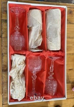 Bohemia Made in Czechoslovakia Fine Lead Crystal Vintage Wine 6 Glasses NIB