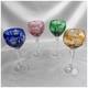 Bohemian Cut to Clear 4 colors Crystal Wine Hocks Glasses 8.25in