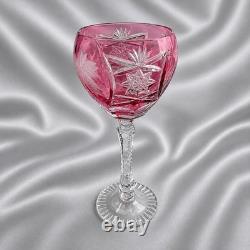 Bohemian Cut to Clear 4 colors Crystal Wine Hocks Glasses 8.25in