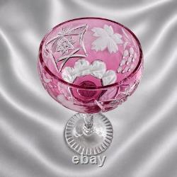 Bohemian Cut to Clear 4 colors Crystal Wine Hocks Glasses 8.25in