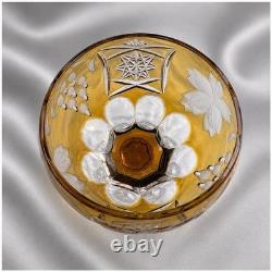 Bohemian Cut to Clear 4 colors Crystal Wine Hocks Glasses 8.25in