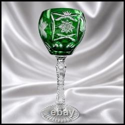 Bohemian Cut to Clear 4 colors Crystal Wine Hocks Glasses 8.25in