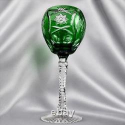 Bohemian Cut to Clear 4 colors Crystal Wine Hocks Glasses 8.25in