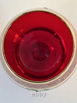 Bohemian Czech? 24K Gold Cranberry Ruby Red Brandy/Wine Glasses (5) MCM Vintage