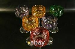 Bohemian Czech Vintage Crystal Cut To Clear Wine Glasses Set of 6