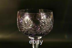 Bohemian Czech Vintage Crystal Cut To Clear Wine Glasses Set of 6