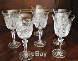 Bohemian Czech Vintage Crystal Wine Glass 170 ml set of 6 Hand Cut Queen Lace