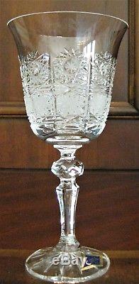 Bohemian Czech Vintage Crystal Wine Glass 220 ml set of 6 Hand Cut Queen Lace