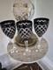 Bohemian Ebony Cut To Clear Wine Glasses 7 oz. / Lead Crystal Set Of 3
