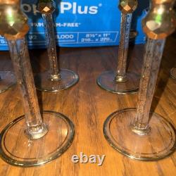 Bohemian Moser Cab Cut Glass Green & Gold Gilt Wine Goblet (ONE) Vintage/Antique