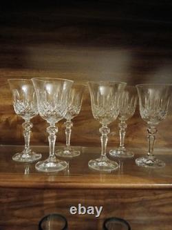 Bohemian Vintage Cut to Clear Crystal Wine Glasses Set of 6