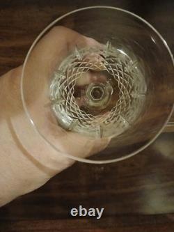 Bohemian Vintage Cut to Clear Crystal Wine Glasses Set of 6