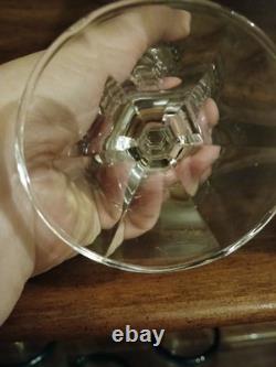 Bohemian Vintage Cut to Clear Crystal Wine Glasses Set of 6