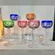 Bohemian Wine Glasses Cut To Clear Vintage Colored Drinkware 6 Oz Wine 6 Pc
