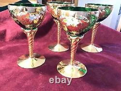 Bohemian glass stemware vintage Set Four (4)