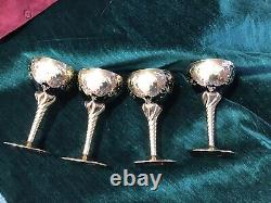 Bohemian glass stemware vintage Set Four (4)