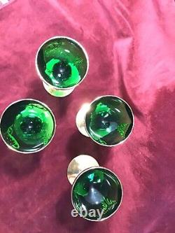 Bohemian glass stemware vintage Set Four (4)
