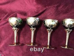 Bohemian glass stemware vintage Set Four (4)