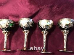 Bohemian glass stemware vintage Set Four (4)