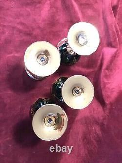 Bohemian glass stemware vintage Set Four (4)