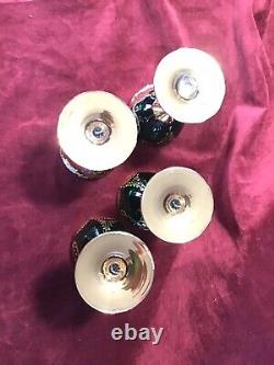 Bohemian glass stemware vintage Set Four (4)