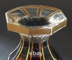 Bohemian red & gold cut glass vintage Victorian antique octagonal foot glass