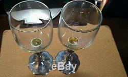 Brighton Celebration Glassware Vintage Glass And Metal Wine Goblets Set Of 2