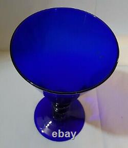 Bristol blue glass vintage pre Victorian antique wine glass