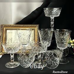 Bryce Wine Glasses / Champagne Coupes Vintage Clear USA Blown Glass 8 pc