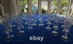 Cambridge -Chantilly-Etched Crystal Glasses Ice Tea, Wine, Champagne, Cordial