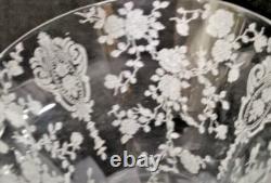 Cambridge Glass Vintage Set of 4 Large Wine Glasses 8 x 4 inches, Etched Floral