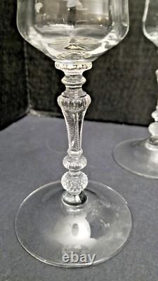 Cambridge Glass Vintage Set of 4 Large Wine Glasses 8 x 4 inches, Etched Floral