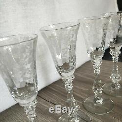 Cambridge Rose Point Crystal Set of 4 Vintage Cordial Glasses, 1 oz