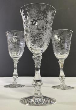 Cambridge Wildflower Claret Wine Glasses Set of 3 VINTAGE