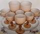 Carlo Moretti Blush Pink Over White Cased Stem 2 Wine Glasses & 6 Cordials MCM