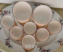 Carlo Moretti Blush Pink Over White Cased Stem 2 Wine Glasses & 6 Cordials MCM