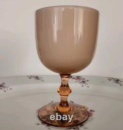 Carlo Moretti Blush Pink Over White Cased Stem 2 Wine Glasses & 6 Cordials MCM