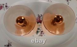 Carlo Moretti Blush Pink Over White Cased Stem 2 Wine Glasses & 6 Cordials MCM