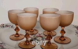 Carlo Moretti Blush Pink Over White Cased Stem 2 Wine Glasses & 6 Cordials MCM