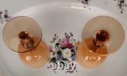 Carlo Moretti Blush Pink Over White Cased Stem 2 Wine Glasses & 6 Cordials MCM