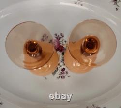 Carlo Moretti Blush Pink Over White Cased Stem 2 Wine Glasses & 6 Cordials MCM