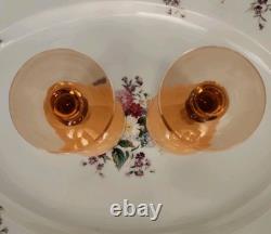 Carlo Moretti Blush Pink Over White Cased Stem 2 Wine Glasses & 6 Cordials MCM