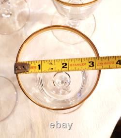 Charming Vintage Set Of 8 Gold Rim Crystal Wine Glasses, 6.25'