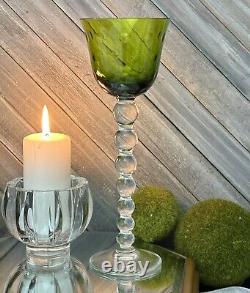 Chartreuse Bubbles by Saint Louis Wine Glass Vintage France Blown Glass 9 5/8
