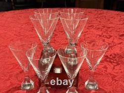 Classic Exquisite Josair Linda Pattern Crystal Wine Glasses Set Of 8 Vintage